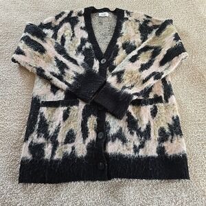 Bluivy Farrah Cardigan Sweater Leopard Print Button-Up Size M/L Incredibly Soft!